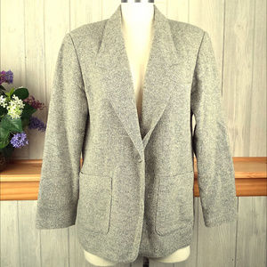 *Vintage 80s Gray Tweed Wool Blend Jacket Blazer